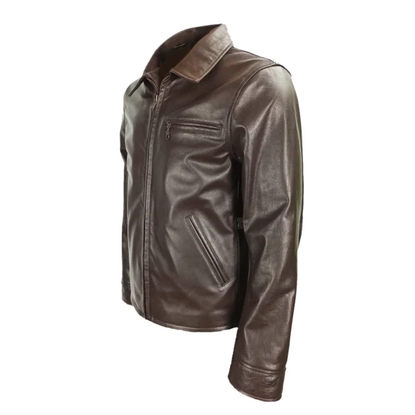 Men's Heritage Rider Brown Leather Jacket - Image 5