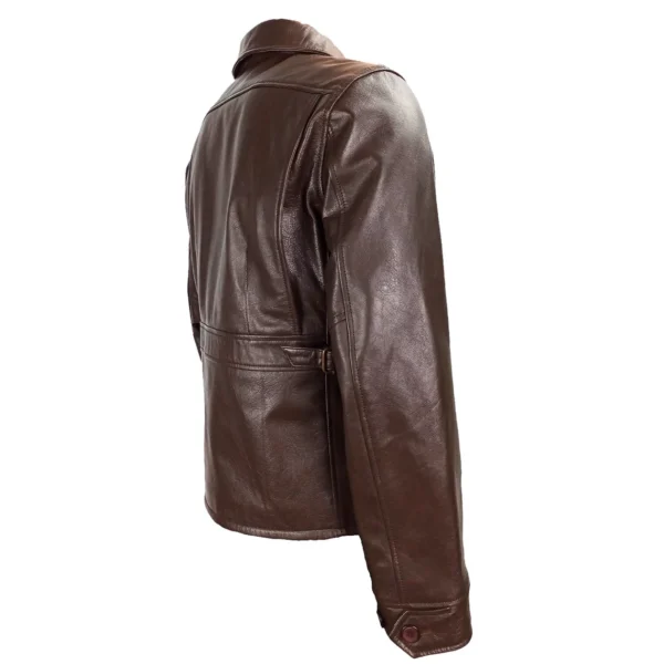 Men's Heritage Rider Brown Leather Jacket - Image 4