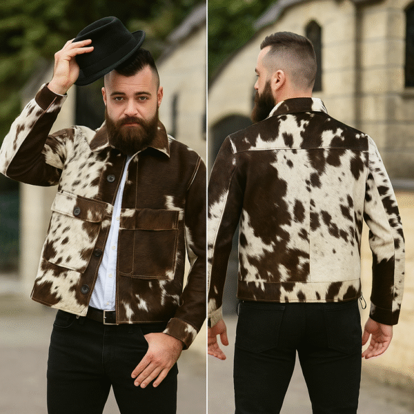 Men's Heritage Hide Patchwork Cowhide Leather Jacket - Image 7