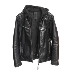 Men's Urban Rider Quilted Hooded Leather Biker Jacket