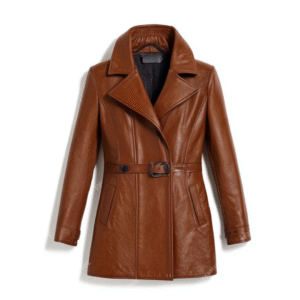 Women's Autumn Haze Cognac Leather Car Coat