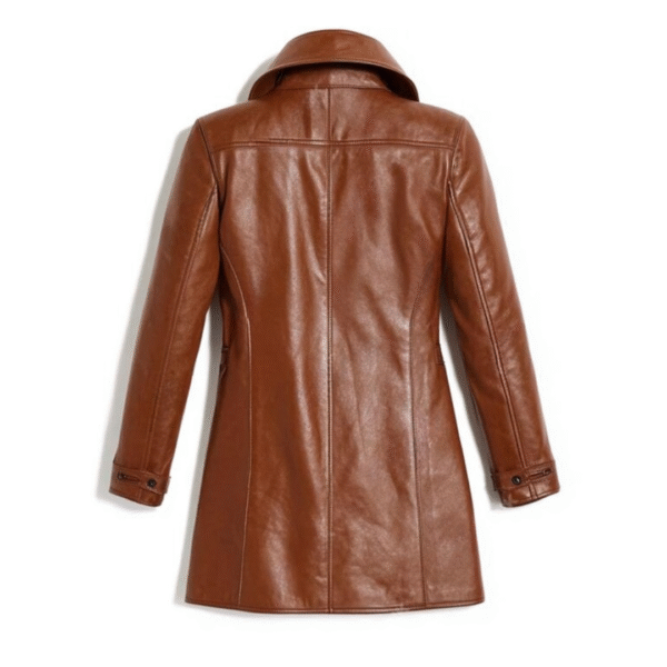 Women's Autumn Haze Cognac Leather Car Coat - Image 2