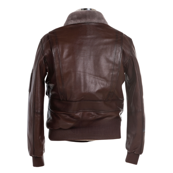 Men's Aviator Classic Shearling Collar Leather Bomber Jacket - Image 2