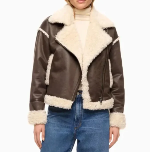 Women's Alpine Rider Shearling Moto Jacket - Image 5