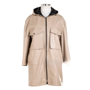 Women's Coastal Breeze Relaxed Leather Hooded Coat