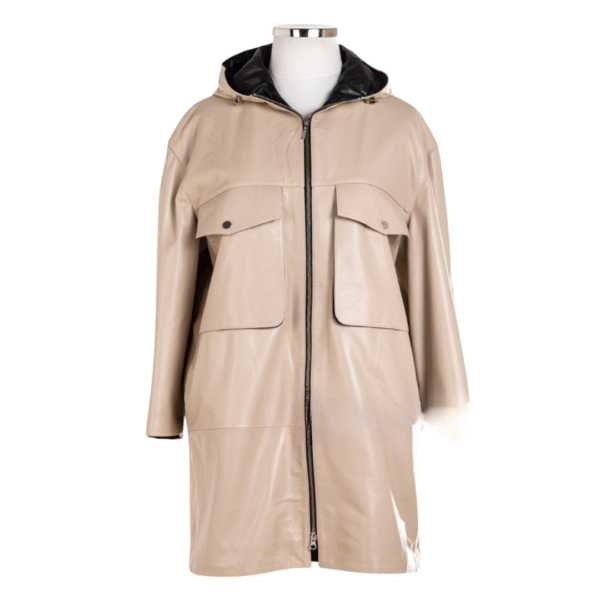 Women's Coastal Breeze Relaxed Leather Hooded Coat