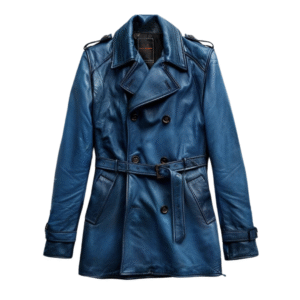 Women's Sapphire Siren Double-Breasted Leather Trench