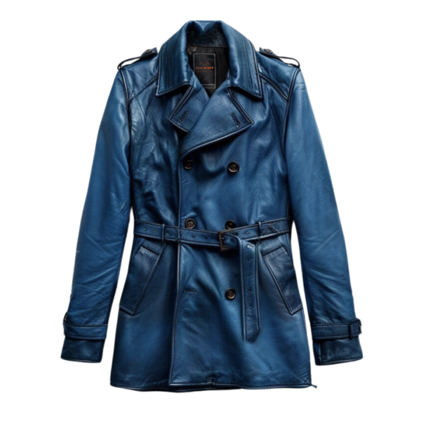 Women's Sapphire Siren Double-Breasted Leather Trench