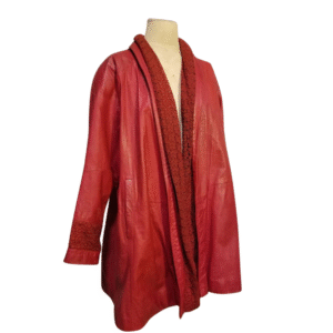 Women's Crimson Tapestry Leather Wrap Coat