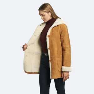 Women's Winter Haven Suede Shearling Hooded Coat