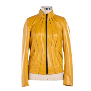 Women's Golden Glow Sculptural Leather Jacket