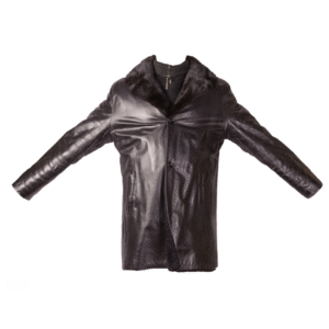 Women's Midnight Glamour Leather Coat with Faux