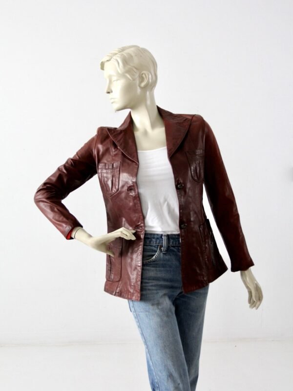 Women's Sophisticated Heritage Leather Blazer - Image 2