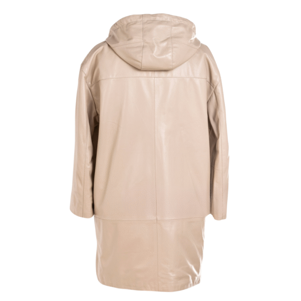 Women's Coastal Breeze Relaxed Leather Hooded Coat - Image 2