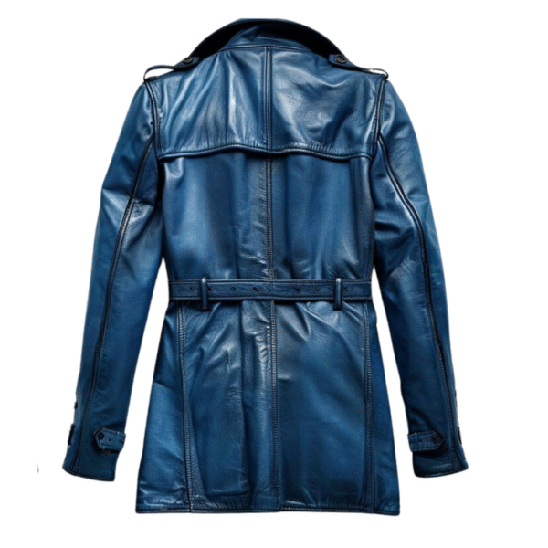 Women's Sapphire Siren Double-Breasted Leather Trench - Image 2