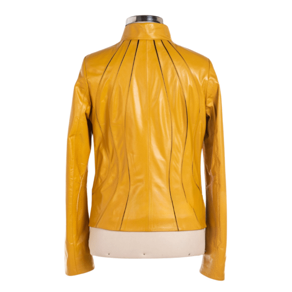 Women's Golden Glow Sculptural Leather Jacket - Image 2