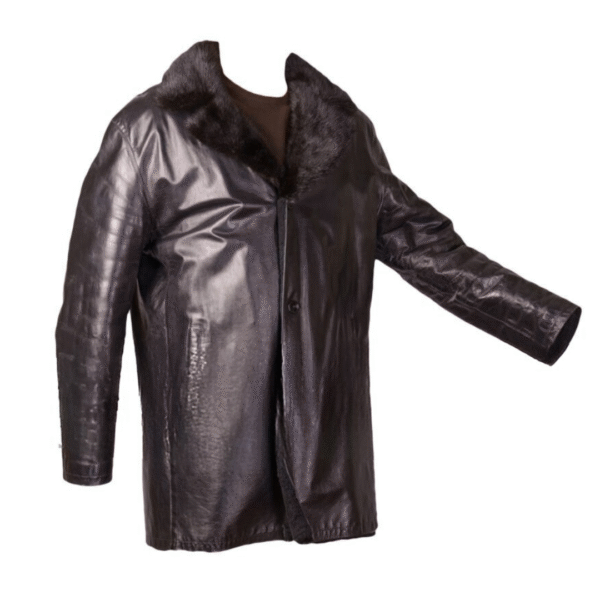 Women's Midnight Glamour Leather Coat with Faux - Image 2