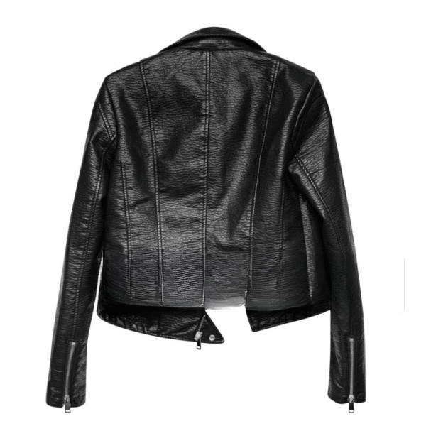 Women's Night Rider Textured Faux Leather Moto Jacket - Image 2