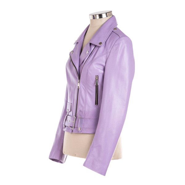 Women's Lavender Haze Leather Moto Jacket - Image 3