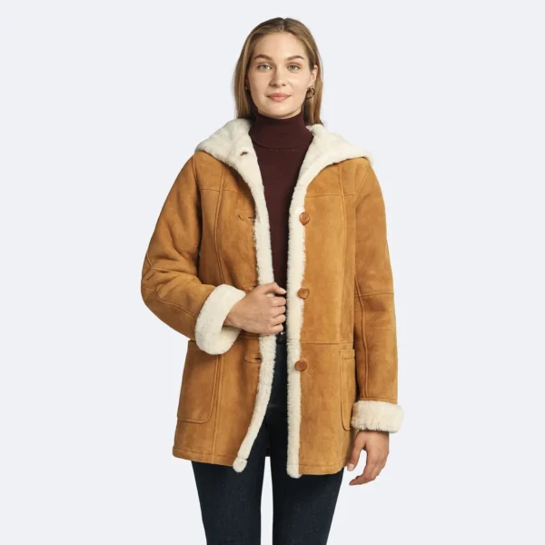 Women's Winter Haven Suede Shearling Hooded Coat - Image 3