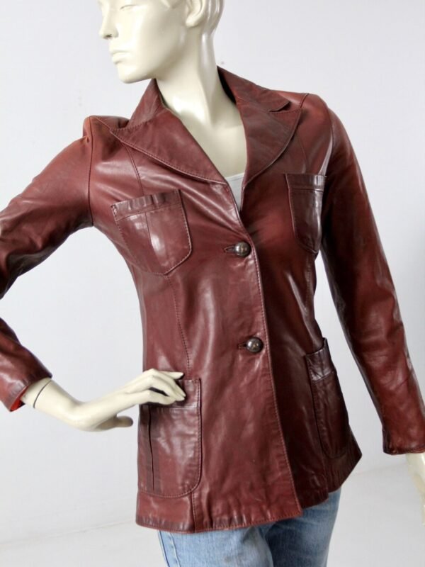 Women's Sophisticated Heritage Leather Blazer - Image 3