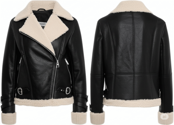 Women's Rebel Spirit Faux Shearling Moto Jacket - Image 3