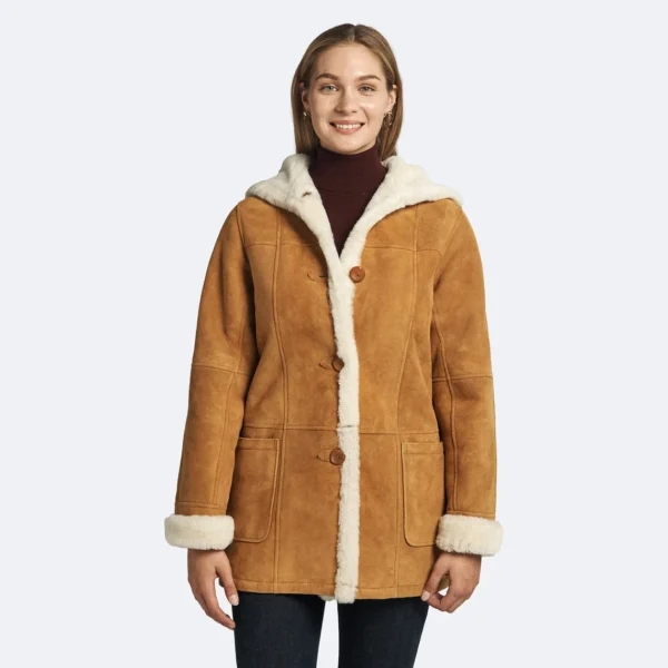 Women's Winter Haven Suede Shearling Hooded Coat - Image 4