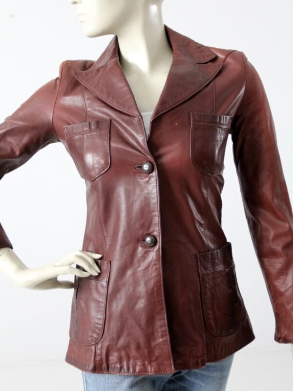 Women's Sophisticated Heritage Leather Blazer - Image 4