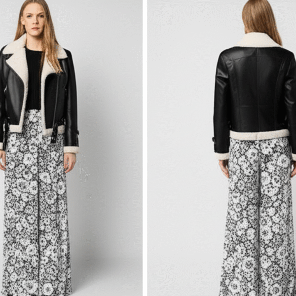 Women's Rebel Spirit Faux Shearling Moto Jacket - Image 4