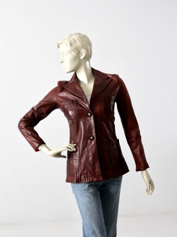 Women's Sophisticated Heritage Leather Blazer - Image 5