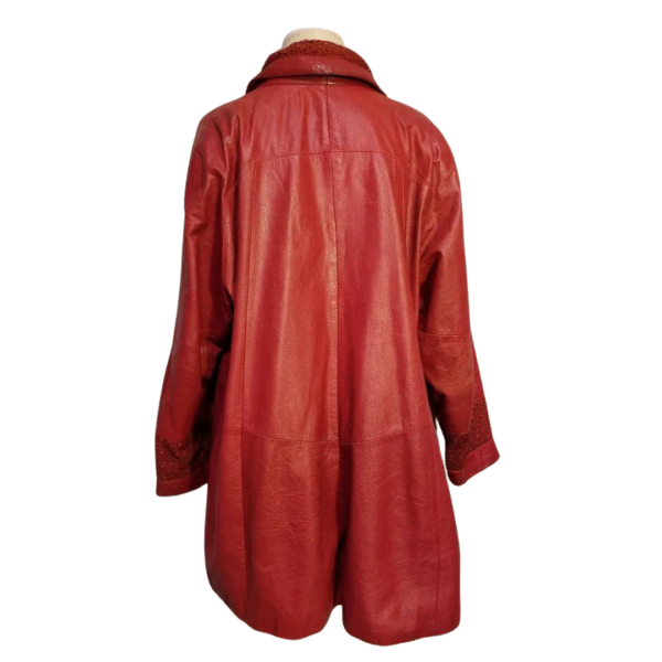 Women's Crimson Tapestry Leather Wrap Coat - Image 6