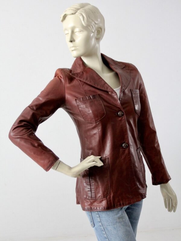 Women's Sophisticated Heritage Leather Blazer - Image 7